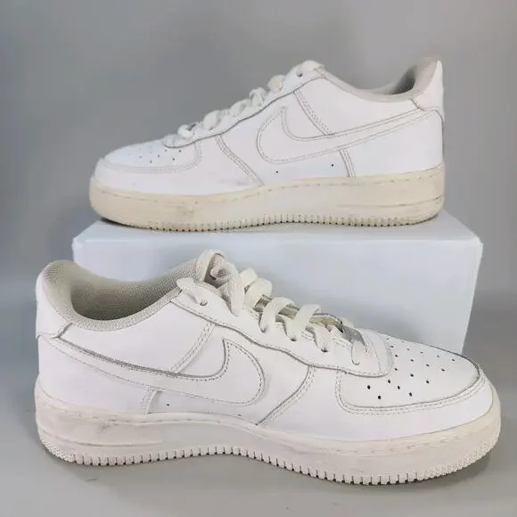 Youth Nike Air Force 1 Low Triple White Sz 7 Kids 011839 Casual Leather Sneakers - Picture 6 of 8